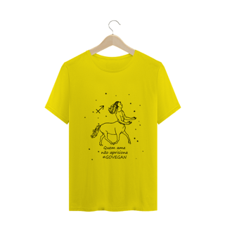 Nome do produto Camiseta Unissex | Sagitário | Quem ama não aprisiona #govegan | P&B