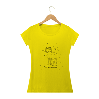 Nome do produto Camiseta Baby Long | Áries | Vegan Power | P&B 