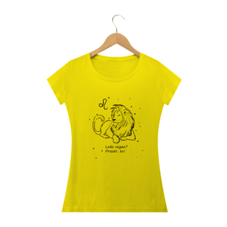 Nome do produto Camiseta Baby Long | Leão | Leão vegan? Prazer, eu! | P&B 