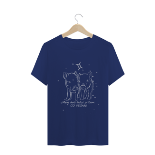 Nome do produto Camiseta Unissex | Gêmeos | Meus dois lados gritam: GO VEGAN! | P&B