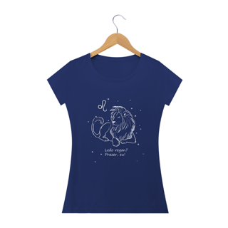Nome do produto Camiseta Baby Long | Leão | Leão vegan? Prazer, eu! | P&B 