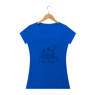 Nome do produto Camiseta Baby Long | Câncer | Animais são amigos, não comida! | P&B 