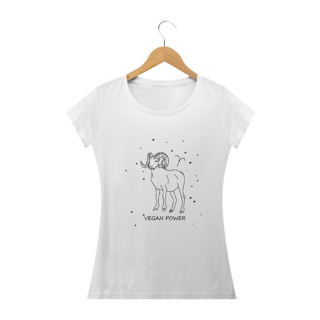 Nome do produto Camiseta Baby Long | Áries | Vegan Power | P&B 