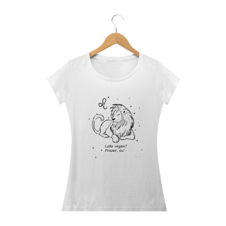 Nome do produto Camiseta Baby Long | Leão | Leão vegan? Prazer, eu! | P&B 