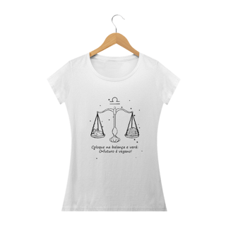 Nome do produto Camiseta Baby Long | Libra | Coloque na balança e verá: O futuro é vegano! | P&B
