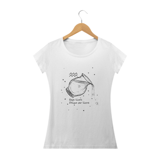 Nome do produto Camiseta Baby Long | Aquário | Seja livre, Deixe ser livre | P&B 