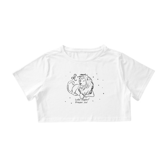 Camiseta Cropped | Leão | Leão vegan? Prazer, eu! | P&B