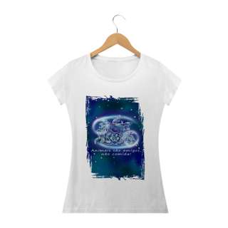Nome do produto Camiseta Baby Long | Câncer | Animais são amigos, não comida! | Color