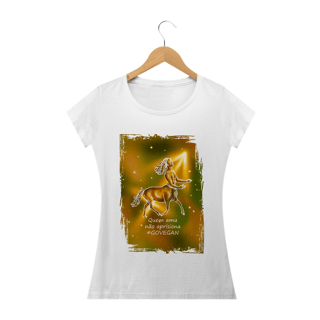 Nome do produto Camiseta Baby Long | Sagitário | Quem ama não aprisiona #govegan | Color