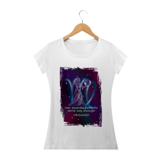 Nome do produto Camiseta Baby Long | Virgem | Um mundo perfeito seria um mundo VEGANO! | Color