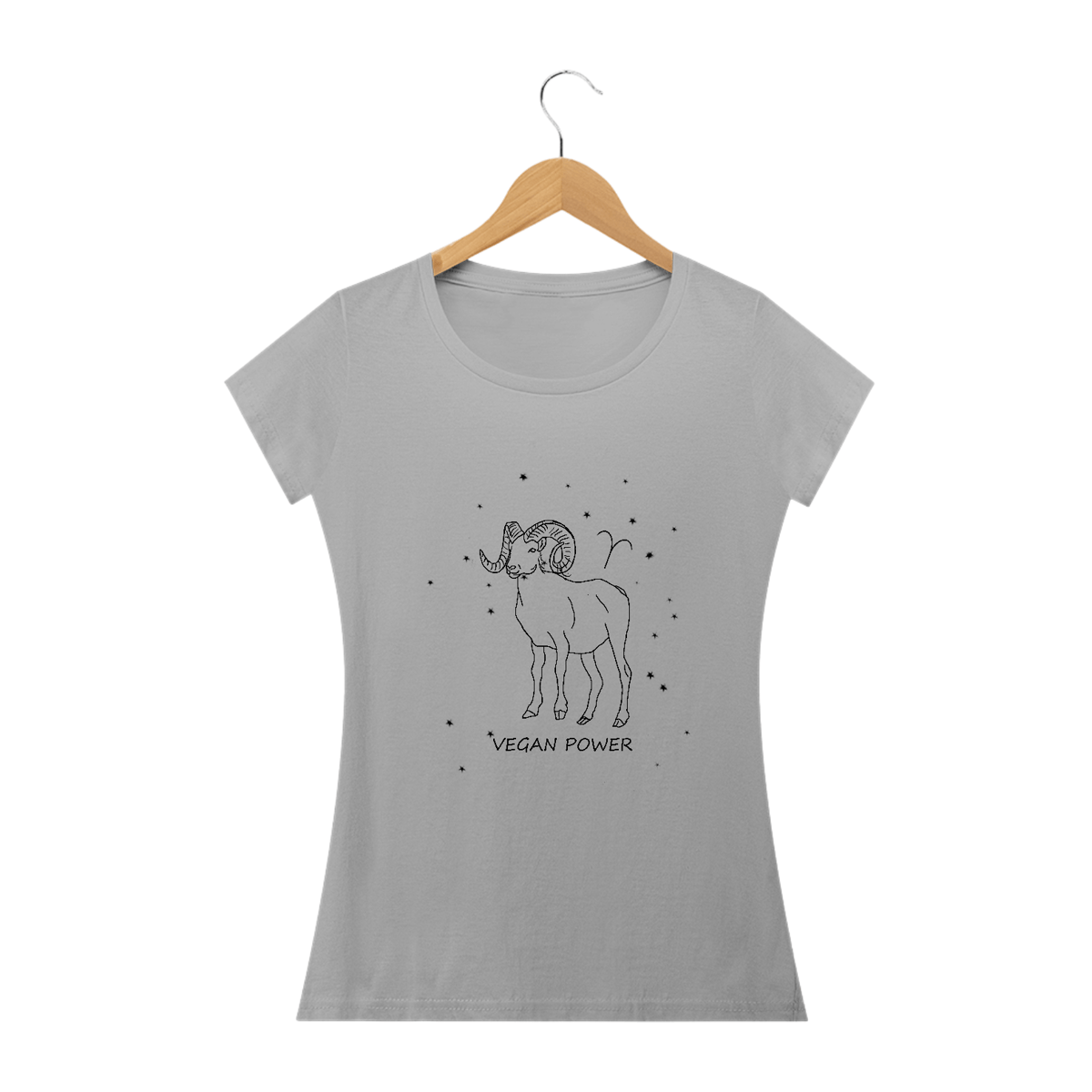 Nome do produto: Camiseta Baby Long | Áries | Vegan Power | P&B 