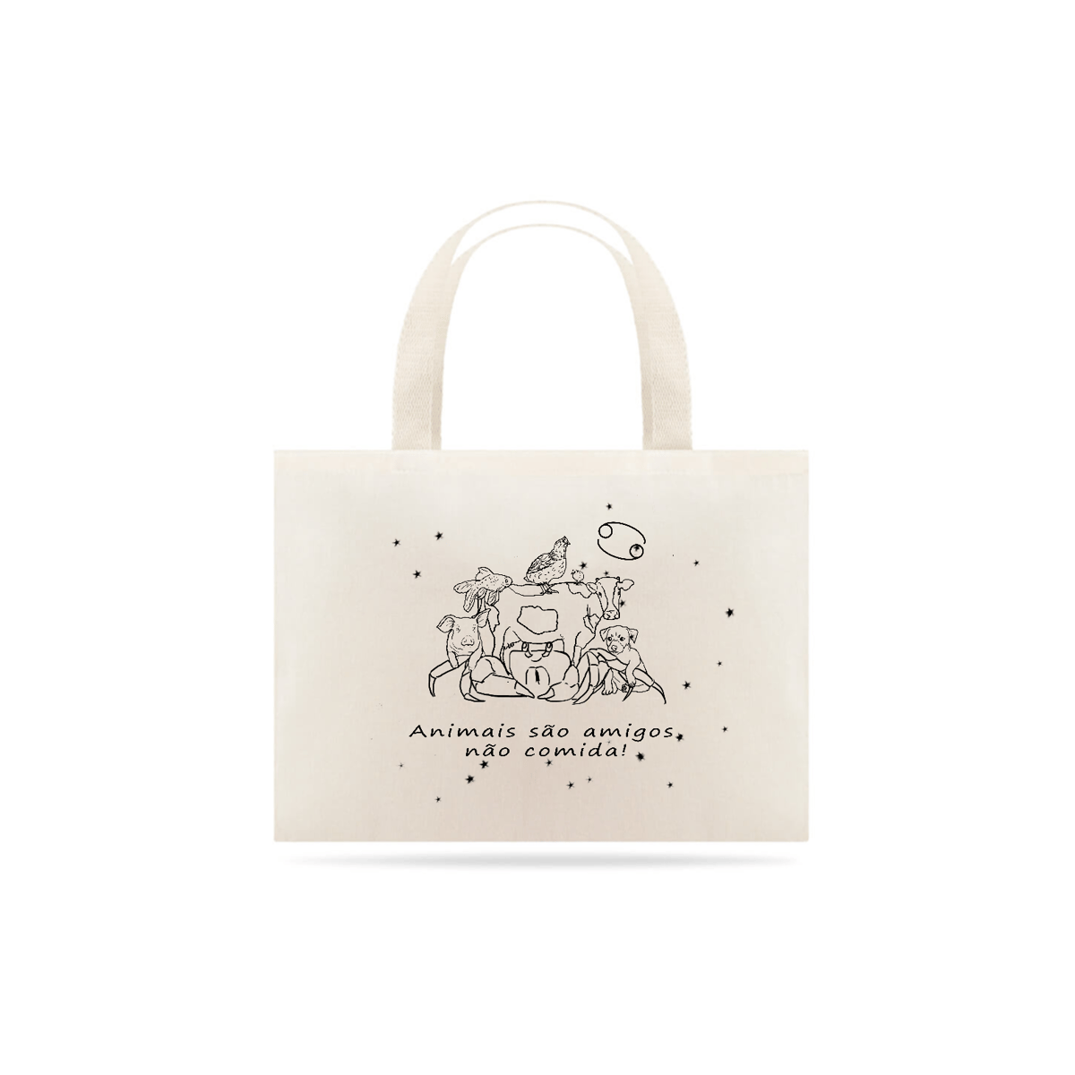 Nome do produto: Eco Bag | Câncer | Animais são amigos, não comida! | P&B 