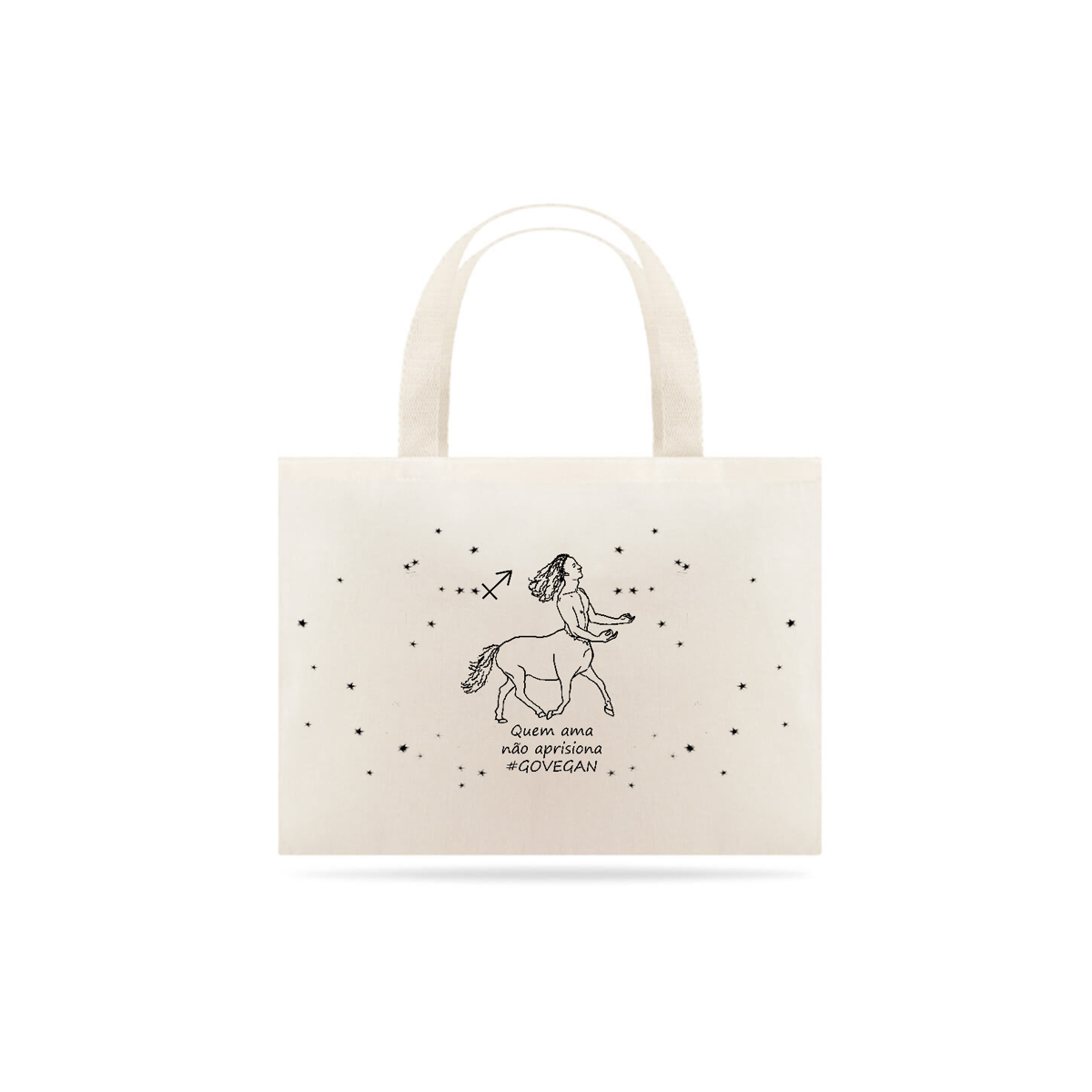 Nome do produto: Eco Bag | Sagitário | Quem ama não aprisiona #govegan | P&B