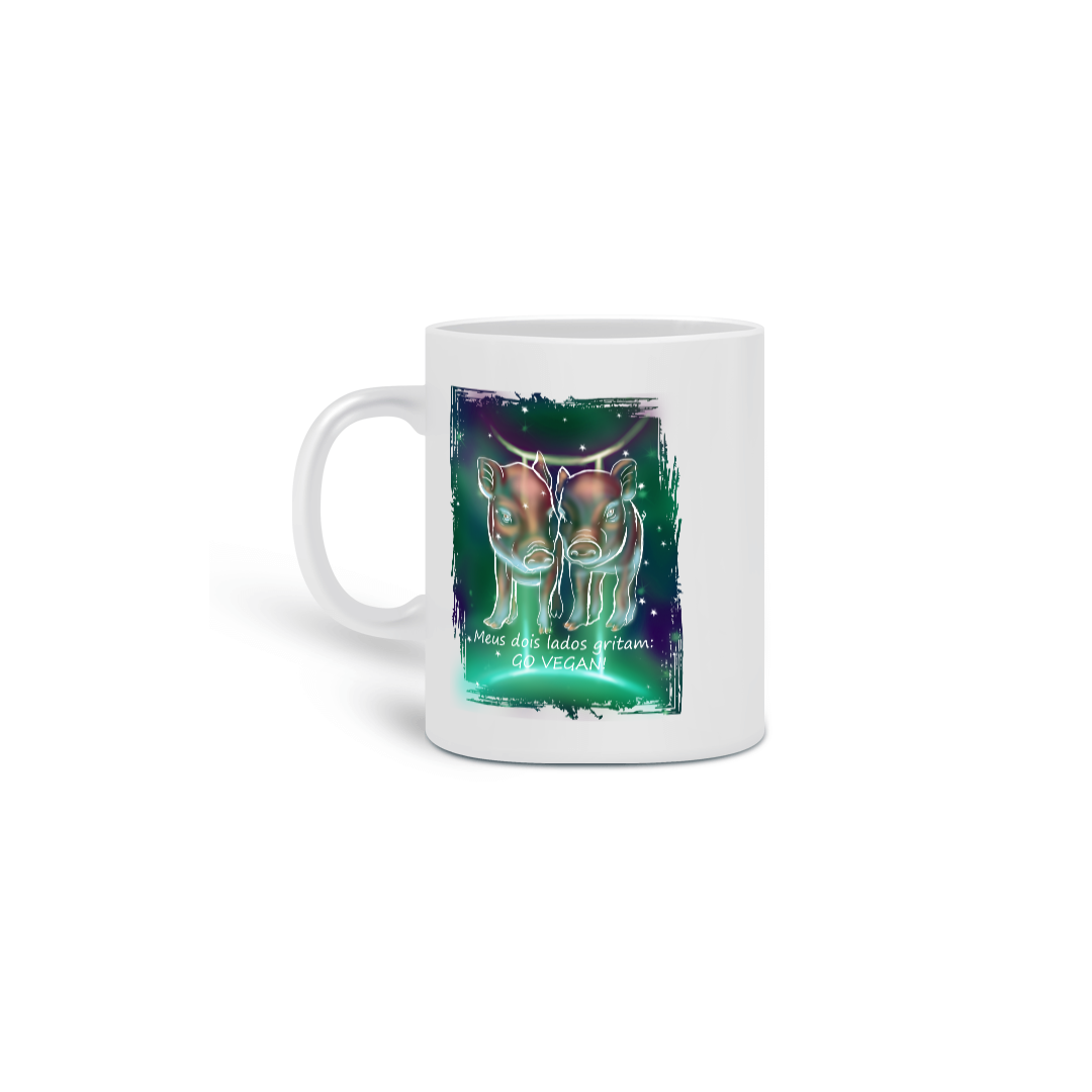 Nome do produto: Caneca | Gêmeos | Meus dois lados gritam: GO VEGAN! | Color