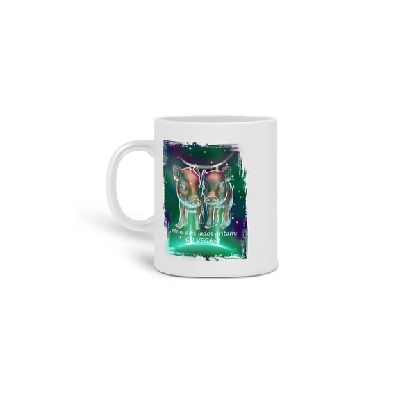 Caneca | Gêmeos | Meus dois lados gritam: GO VEGAN! | Color