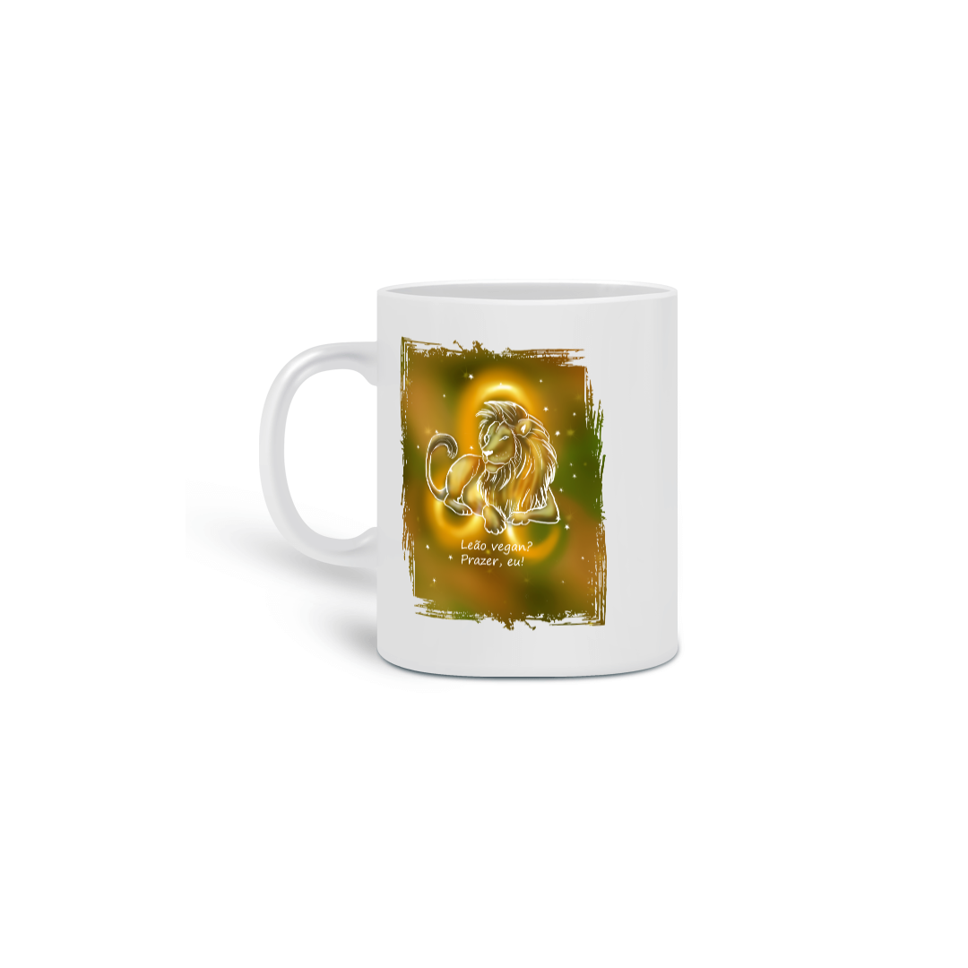 Nome do produto: Caneca | Leão | Leão vegan? Prazer, eu! | Color
