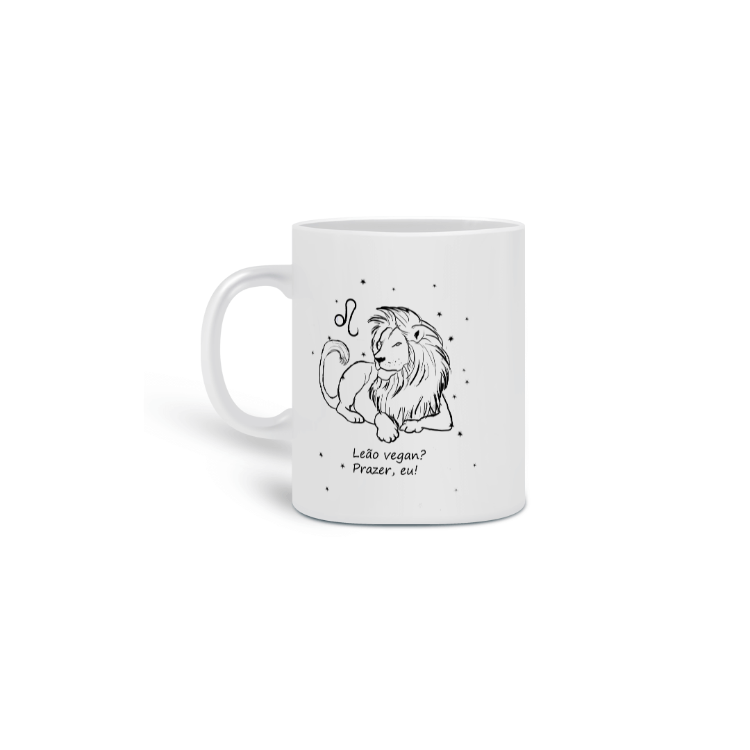 Nome do produto: Caneca | Leão | Leão vegan? Prazer, eu! | P&B