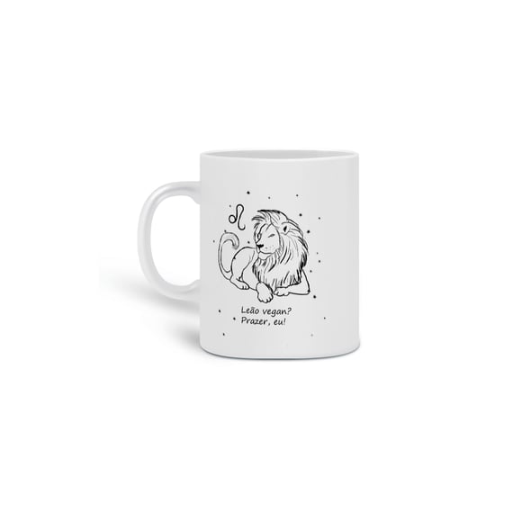 Caneca | Leão | Leão vegan? Prazer, eu! | P&B