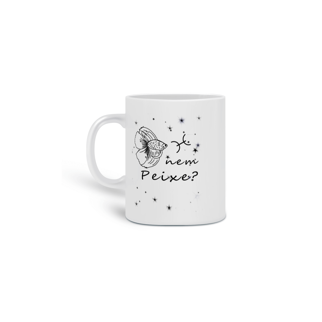 Nome do produto: Caneca | Peixes | Nem Peixe? | P&B 