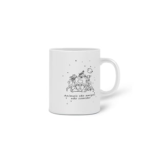 Nome do produto Caneca | Câncer | Animais são amigos, não comida! | P&B