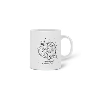 Nome do produto Caneca | Leão | Leão vegan? Prazer, eu! | P&B