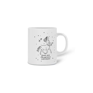 Nome do produto Caneca | Sagitário | Quem ama não aprisiona #govegan | P&B