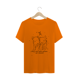 Nome do produto Camiseta Unissex | Gêmeos | Meus dois lados gritam: GO VEGAN! | P&B