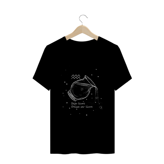 Camiseta Unissex | Aquário | Seja livre, Deixe ser livre | P&B 