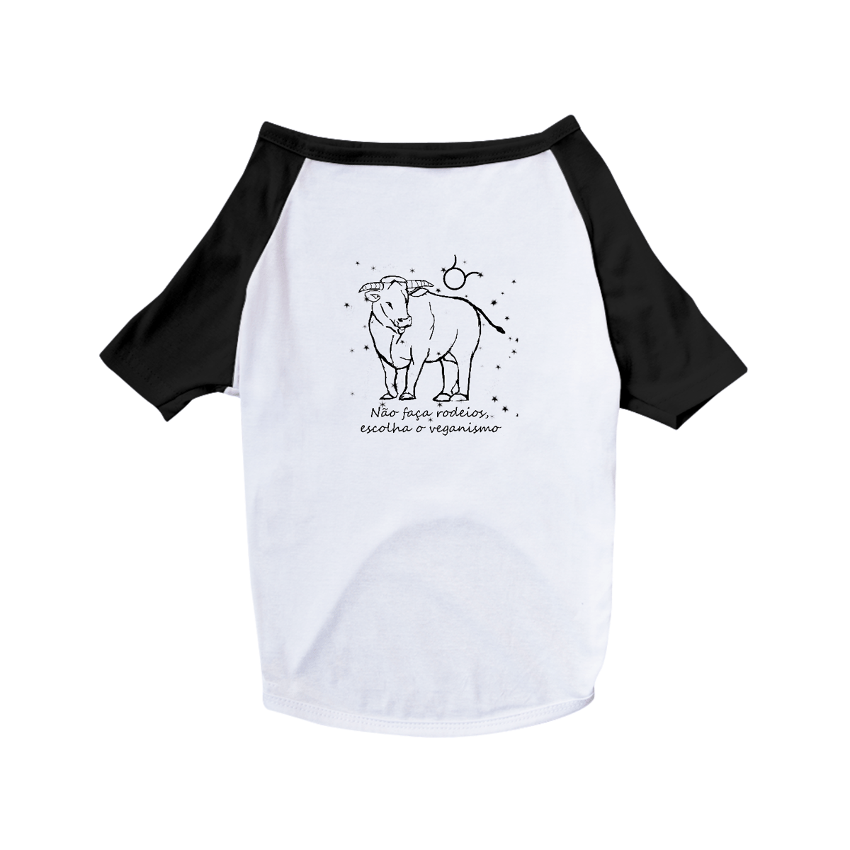 Nome do produto: Camiseta para Pet | Touro | Não faça rodeios, escolha o veganismo | P&B 