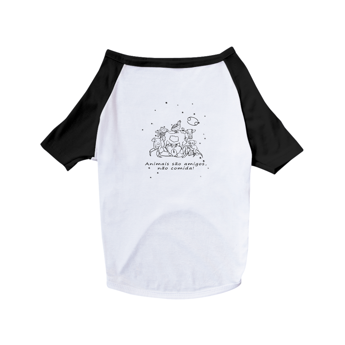 Nome do produto: Camiseta para Pet | Câncer | Animais são amigos, não comida! | P&B 
