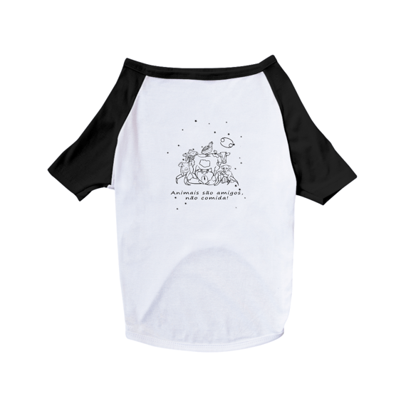 Camiseta para Pet | Câncer | Animais são amigos, não comida! | P&B 