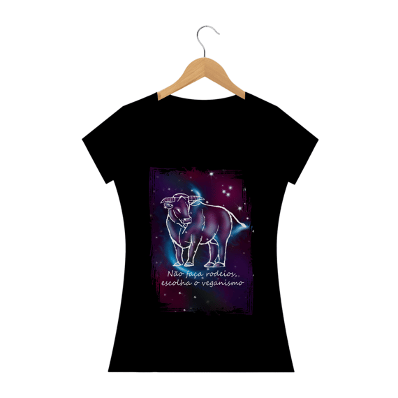 Camiseta Baby Long | Touro | Não faça rodeios, escolha o veganismo | Color