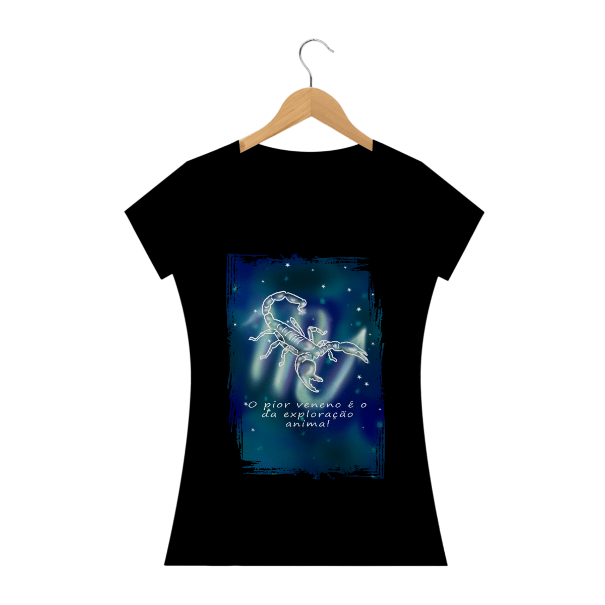 Nome do produto: Camiseta Baby Long | Escorpião | O pior veneno é o da exploração animal | Color