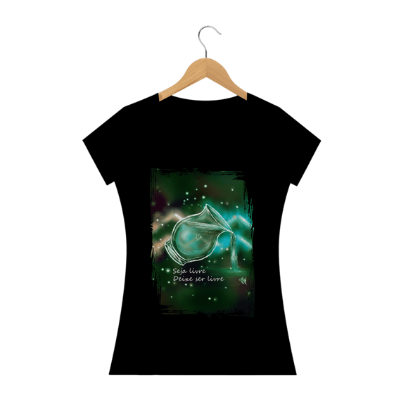 Camiseta Baby Long | Aquário | Seja livre, Deixe ser livre | Color