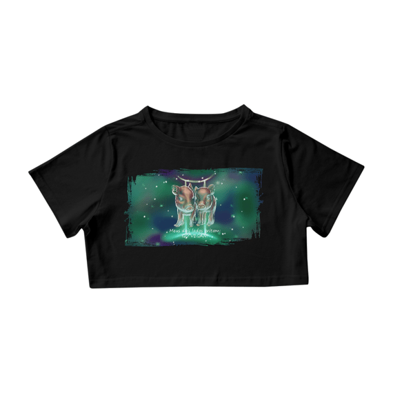 Camiseta Cropped | Gêmeos | Meus dois lados gritam: GO VEGAN! | Color