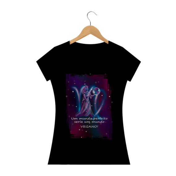 Camiseta Baby Long | Virgem | Um mundo perfeito seria um mundo VEGANO! | Color