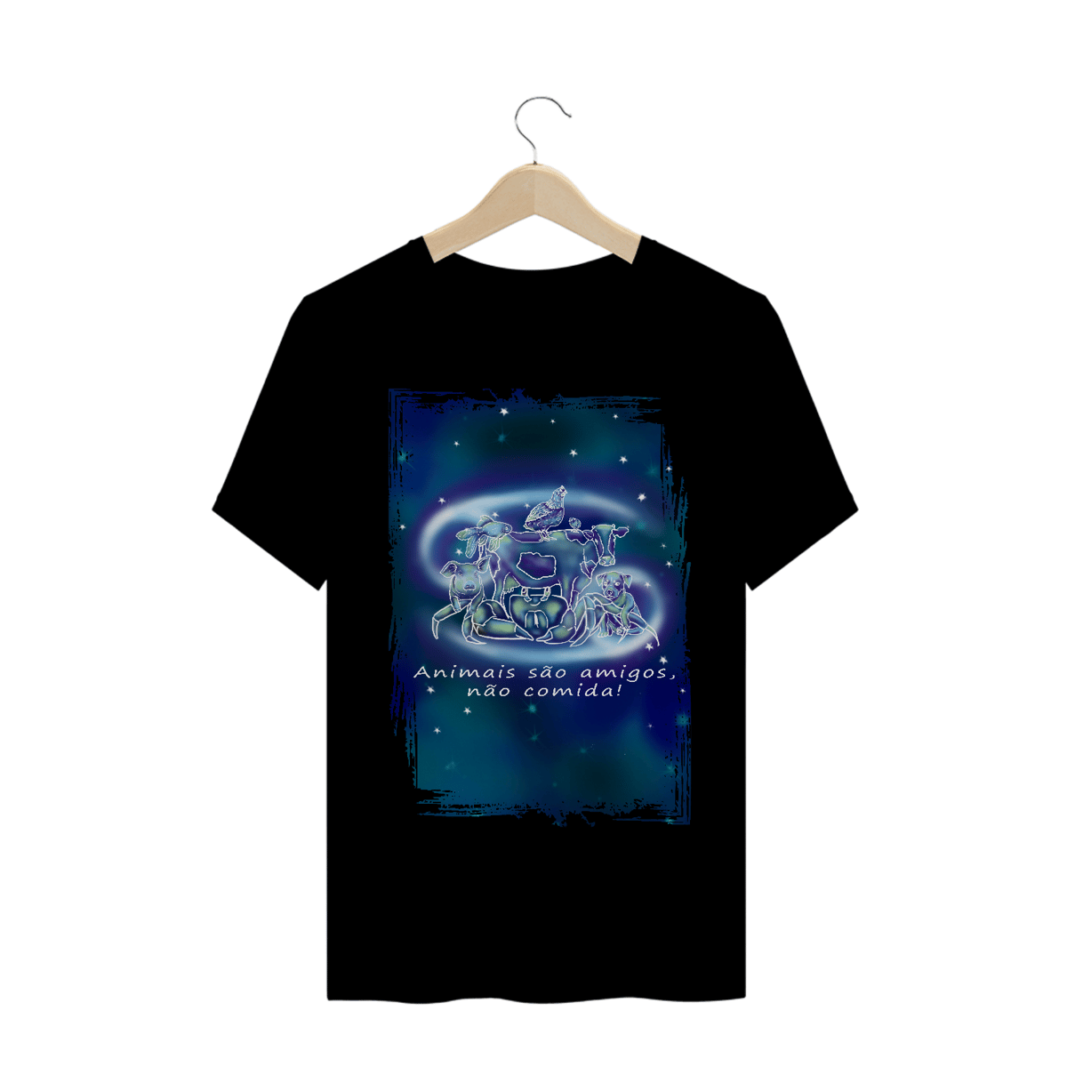 Nome do produto: Camiseta Unissex | Câncer | Animais são amigos, não comida! | Color