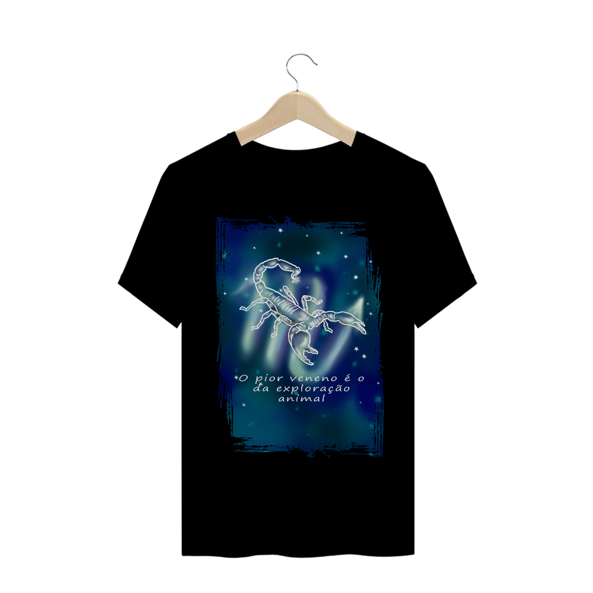 Nome do produto: Camiseta Unissex | Escorpião | O pior veneno é o da exploração animal | Color