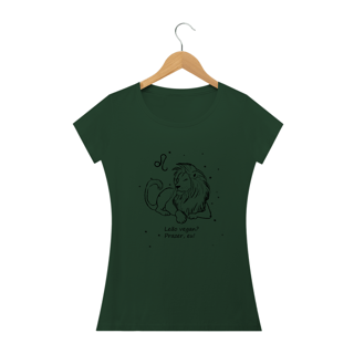 Nome do produto Camiseta Baby Long | Leão | Leão vegan? Prazer, eu! | P&B 
