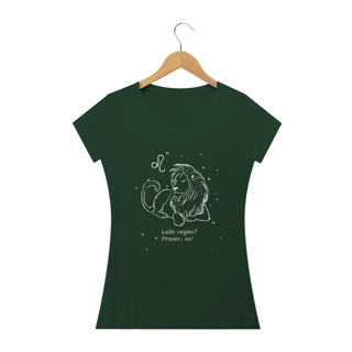 Nome do produto Camiseta Baby Long | Leão | Leão vegan? Prazer, eu! | P&B 