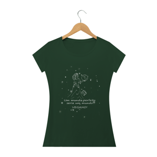 Nome do produto Camiseta Baby Long | Virgem | Um mundo perfeito seria um mundo VEGANO! | P&B 
