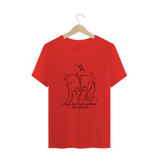Nome do produto Camiseta Unissex | Gêmeos | Meus dois lados gritam: GO VEGAN! | P&B