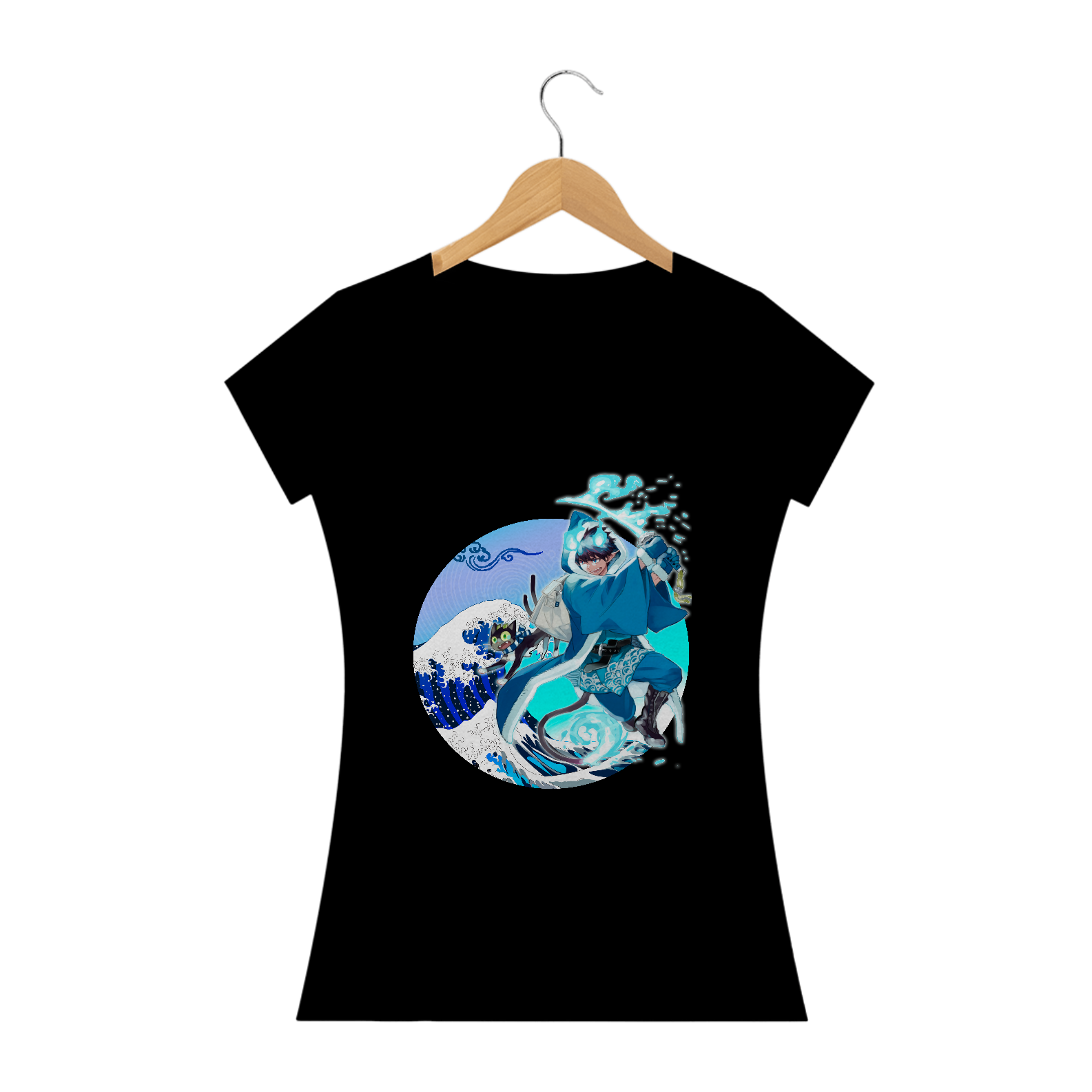 Camisa Blue Exorcist - A Grande Onda de Okumura Rin - Feminino