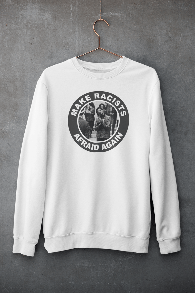 Nome do produto: Moletom Racists Afraid Branco - Black Panther Party