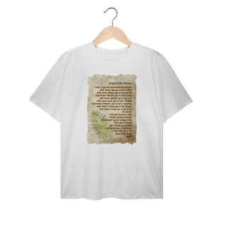 Nome do produtoCamiseta Plus Oração de São Francisco (boho)