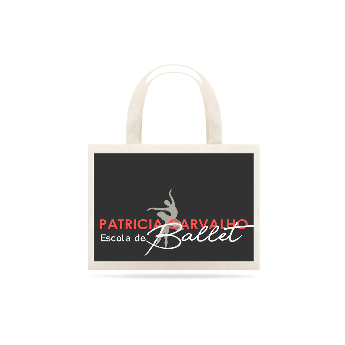 Nome do produto: Ecobag Fundo Cinza Escola de Ballet Patricia Carvalho