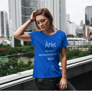 Nome do produto T-shirt Feminina Básica Cores I - Áries - Coleção Diversas