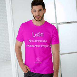Nome do produto T-Shirt Masculina Básica Cores I - Leão - Coleção Diversas