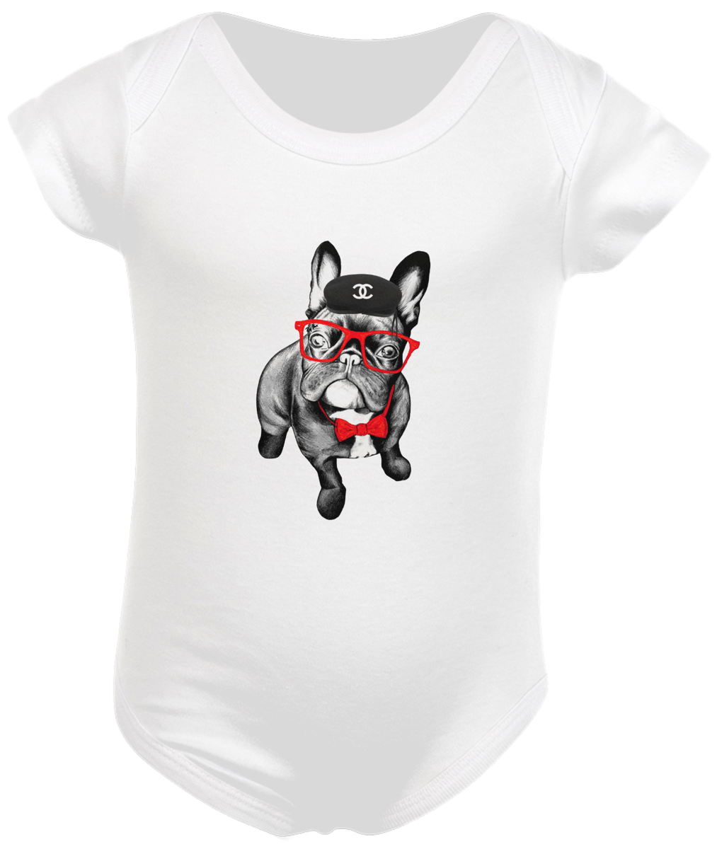 Nome do produto: BODY INFANTIL DOG BOINA CHANEL