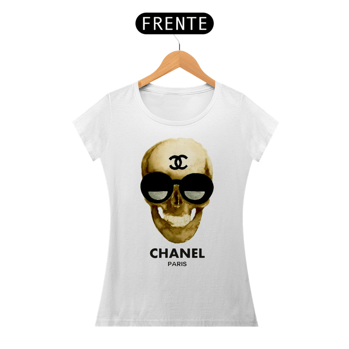 Nome do produto: T-SHIRT CAVEIRA ÓCULOS CHANEL PARIS
